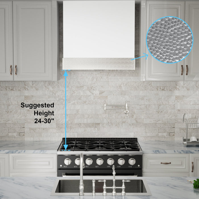 Akicon 30" Stainless Steel Wall Mount Range Hood with 600 CFM Vent Hood — AK-HS30HD-SWN-48