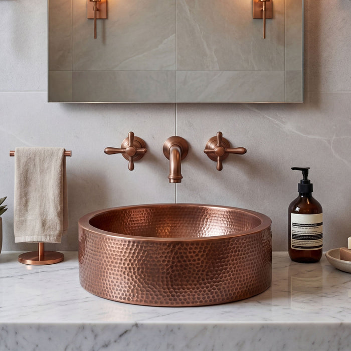 Akicon Custom Handmade Copper Bathroom Sink Handcrafted Vessel Sink — AKS203-C