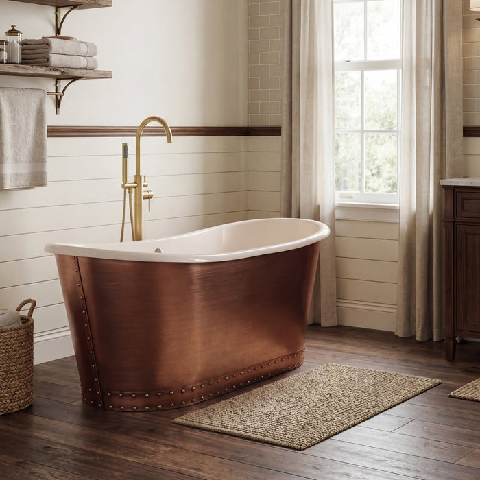 Akicon Custom Copper Ceramic Freestanding Bathtub Handmade Luxury Tub — AKB70006-C