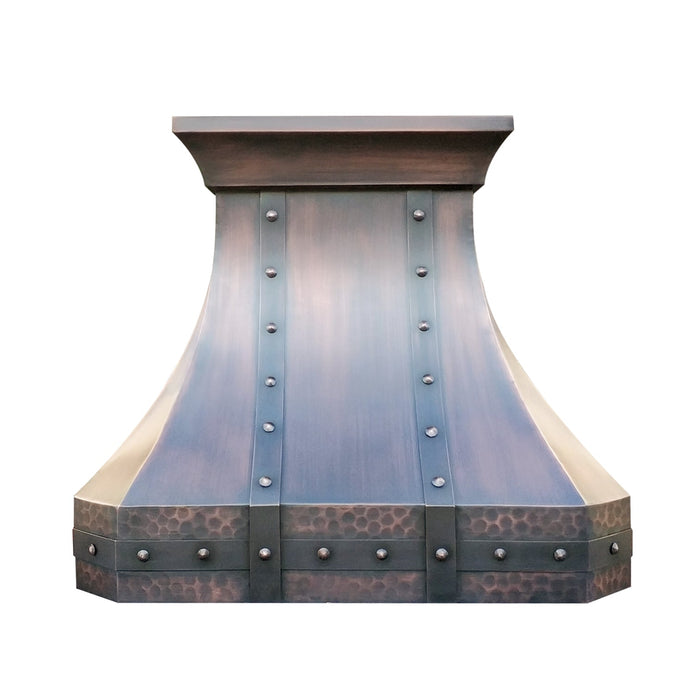 Customizable Rustic Copper Oven Hood Mixed Texture