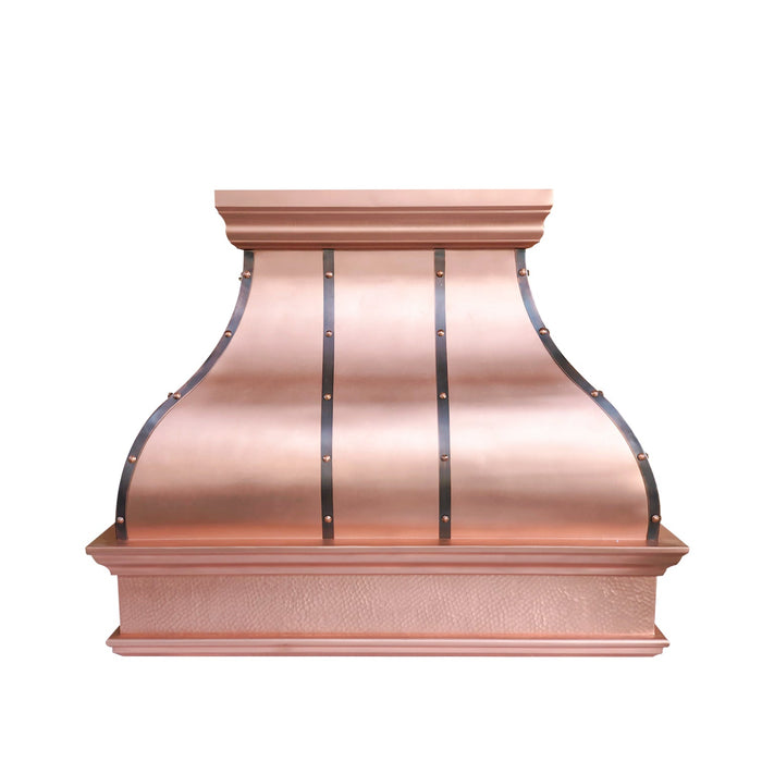 Curved Penny Custom Copper Kitchen Hood