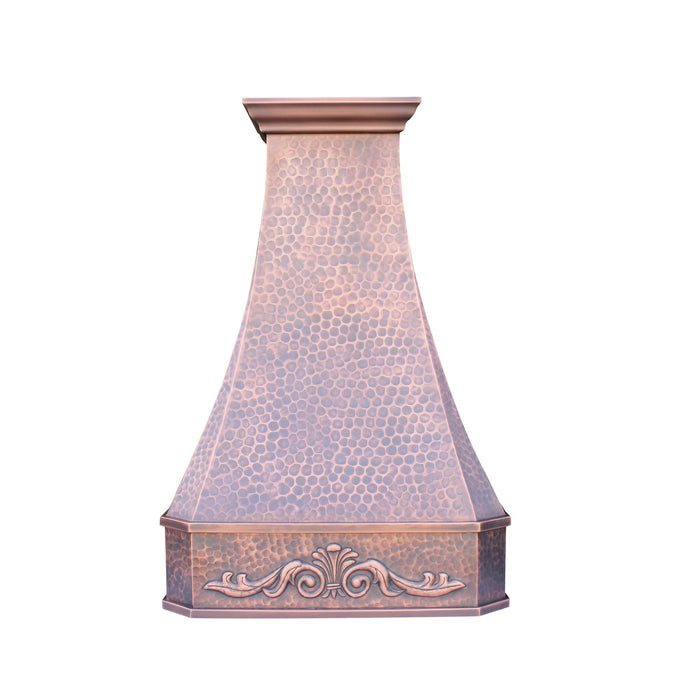 Tuscan Style Hammered Custom Copper Range Hood