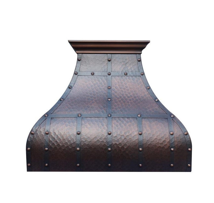 Hammered Copper Kitchen Hood with Strap