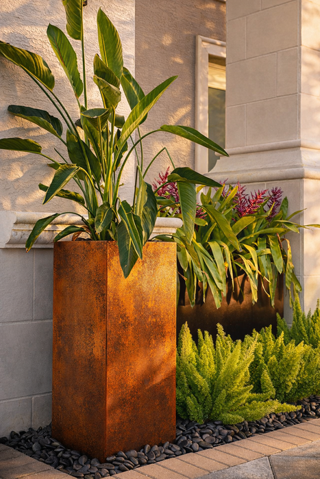 Corten Steel Column Planters