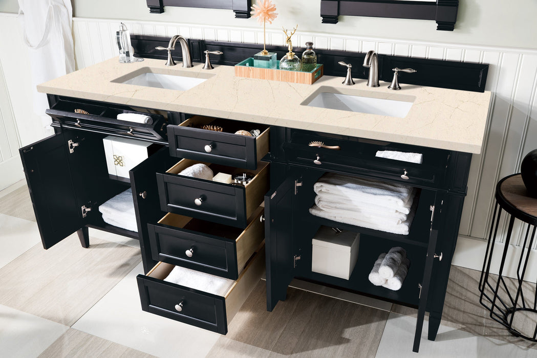 James Martin Brittany 72" Double Bathroom Vanity, Black Onyx