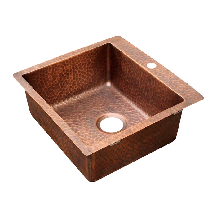 Akicon Custom Handcrafted Single Bowl Copper Top Mount Kitchen Sink — AKS511-C