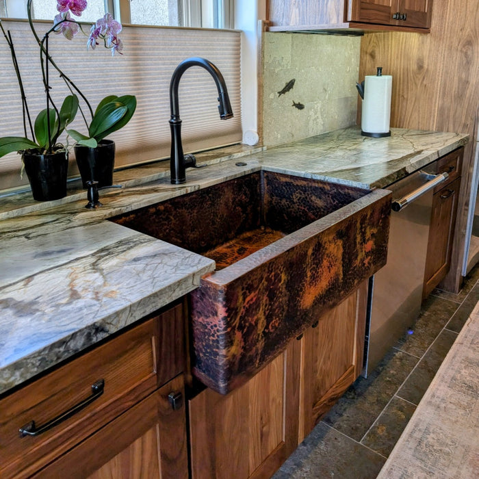 Akicon Single Bowl Handcrafted Custom Copper Farmhouse Kitchen Sink — AKS501-C