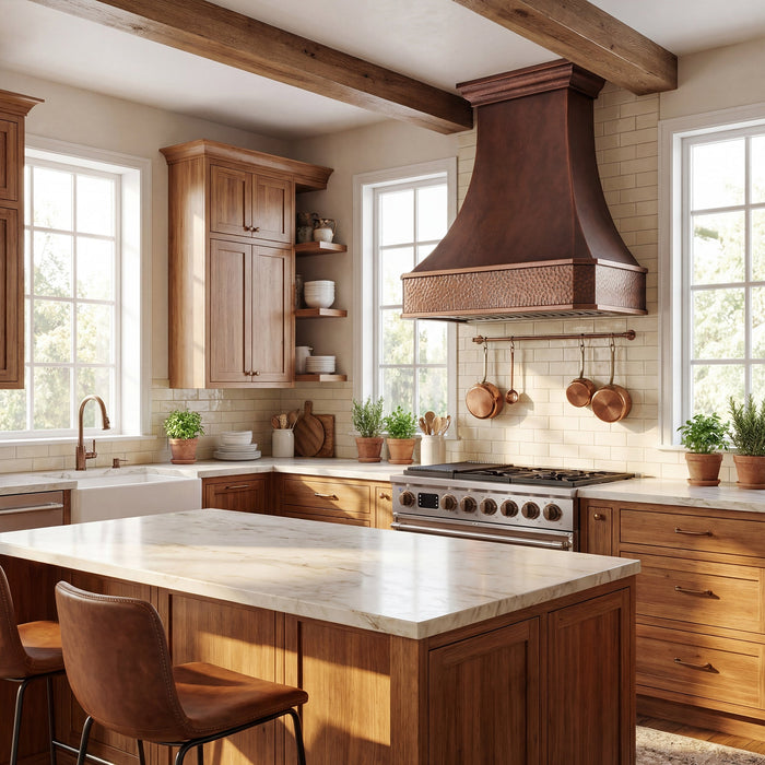 Akicon Custom Handcrafted Classic Copper Range Hood Made to Order — AKH711C-C