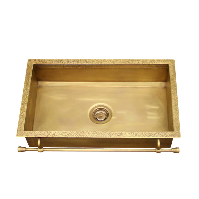 Akicon Handmade Custom Copper Kitchen Sink with Pot Rail — AKS506-C