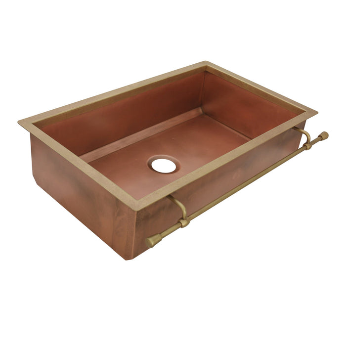 Akicon Handmade Custom Copper Kitchen Sink with Pot Rail — AKS506-C
