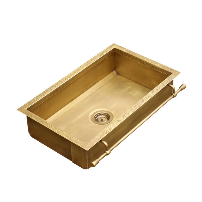 Akicon Handmade Custom Copper Kitchen Sink with Pot Rail — AKS506-C