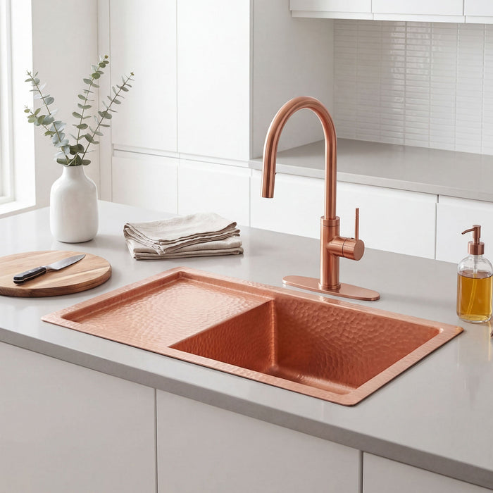 Akicon Hammered Copper Undermount Workstation Sink — AKS509-C