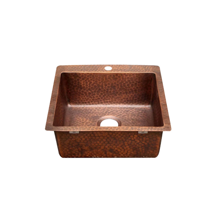 Akicon Custom Handcrafted Single Bowl Copper Top Mount Kitchen Sink — AKS511-C