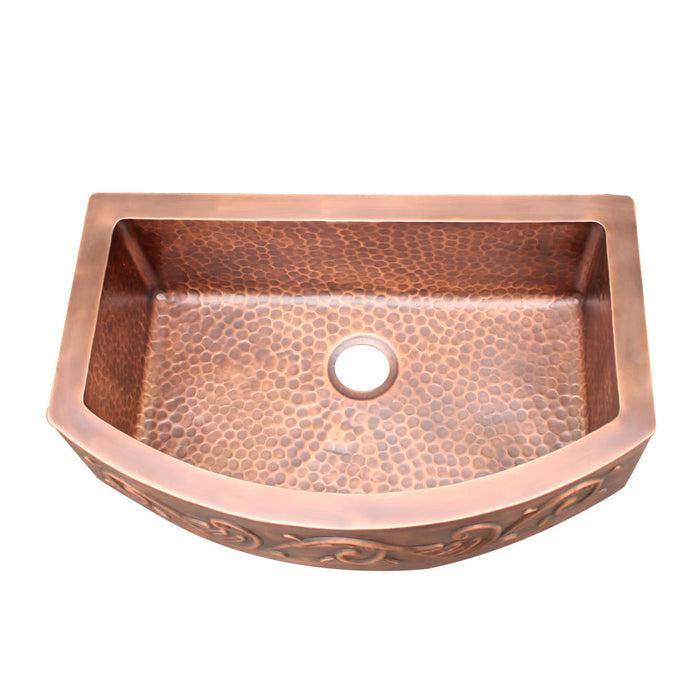 Akicon Custom Single Bowl Handmade Farmhouse Solid Copper Kitchen Sink — AKS507-C