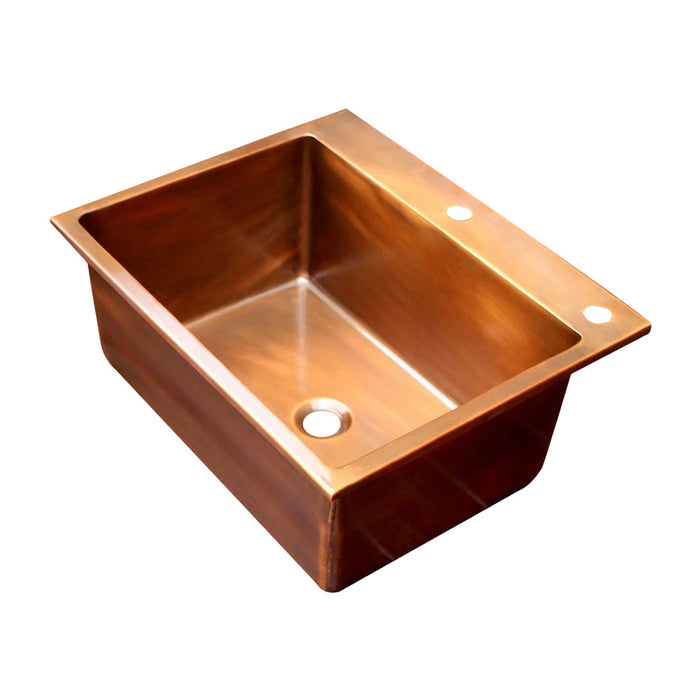 Akicon Custom Handcrafted Single Bowl Copper Top Mount Kitchen Sink — AKS511-C