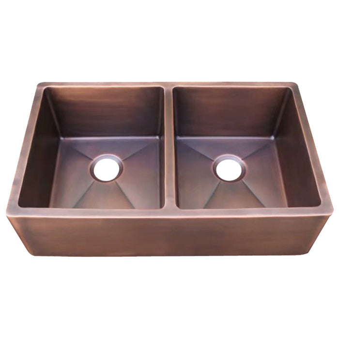 Akicon Double Bowl Custom Farmhouse Apron Copper Kichen Sink — AKS603-C