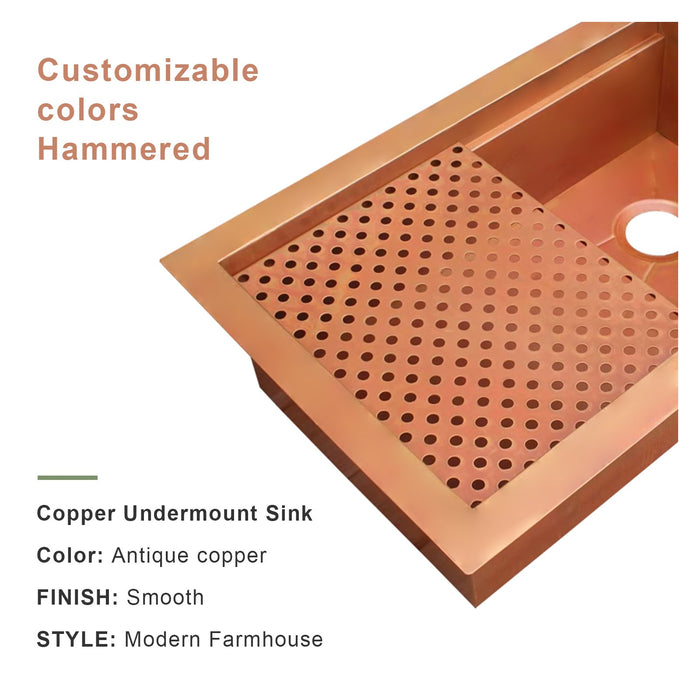 Akicon Custom Handmade Copper Undermount Workstation Kitchen Sink — AKS504-C