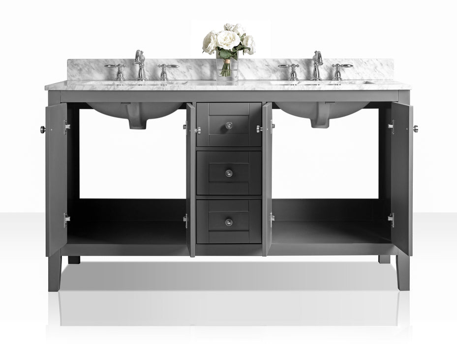 Maili Bathroom Vanity with Sink and Carrara White Marble Top Cabinet Set