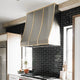 Stainless Steel Designer Kitchen Hoods with Sloped Shape Brass Straps