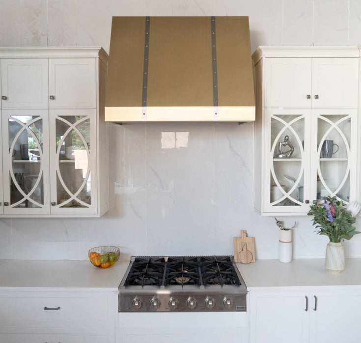 Sloped Brushed Brass Custom Kitchen Hoods