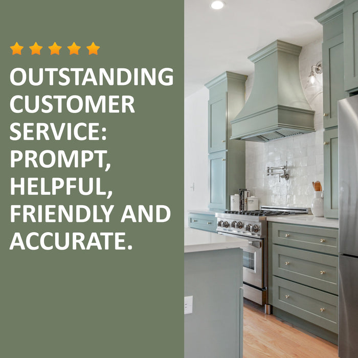 Black Range Hood With Curved Front, Brass Strapping and Buttons - 30", 36", 42", 48", 54" and 60" Widths Available