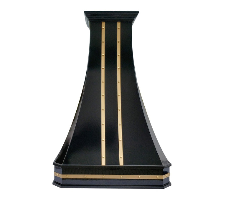 Black Stainless Steel Custom Vent Hoods with Brass Accents