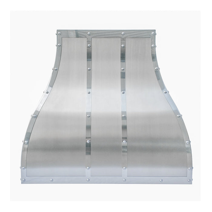 Stainless Steel Custom S-Curve Range Hood with Mirror Bands