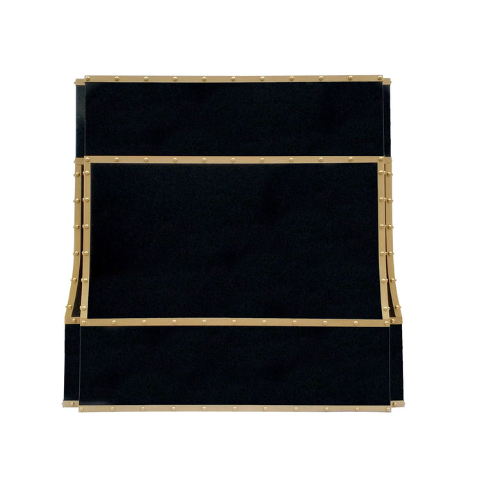 Box Black Stainless Steel Custom Range Hood with Brass Trims