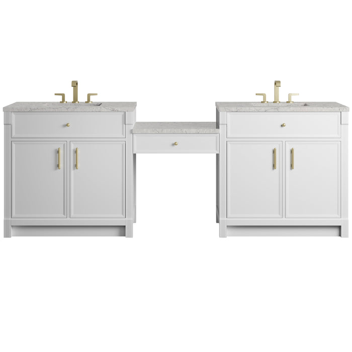 James Martin Bellshire 96" Double Bathroom Vanity, Bright White
