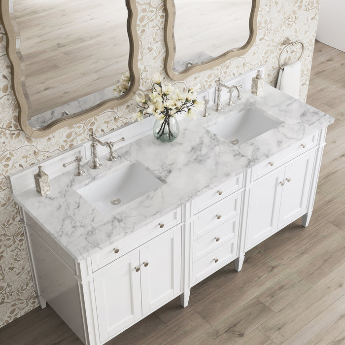 James Martin Brittany 72" Double Bathroom Vanity, Bright White