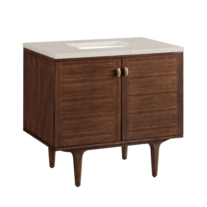 James Martin Amberly 36" Dual Mount Single Bathroom Vanity, Mid-Century Walnut