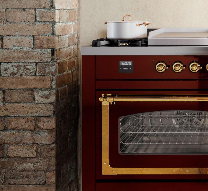 ILVE Nostalgie II 40" Dual Fuel Natural Gas Range, Stainless Steel, Copper Trim UPD40FNMPSSP ILVE