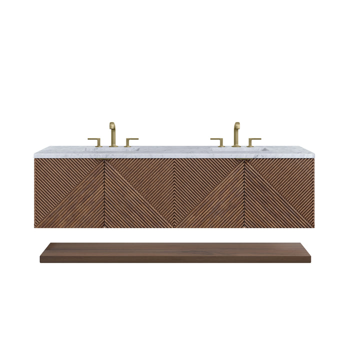 James Martin Marcello 72" Floating Double Bathroom Vanity, Chestnut