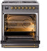 ILVE Nostalgie II 30" Dual Fuel Liquid Propane Range, Matte Graphite, Brass Trim ILVE UP30NMPMGGLP ILVE