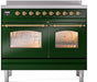 ILVE Nostalgie II 40" Electric Range, Emerald Green, Brass Trim UPDI406NMPEGG ILVE