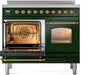 ILVE Nostalgie II 40" Electric Range, Emerald Green, Brass Trim UPDI406NMPEGG ILVE