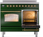 ILVE Nostalgie II 40" Electric Range, Emerald Green, Brass Trim UPDI406NMPEGG ILVE