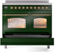 ILVE Nostalgie II 40" Electric Range, Emerald Green, Brass Trim UPDI406NMPEGG ILVE