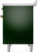 ILVE Nostalgie II 40" Electric Range, Emerald Green, Brass Trim UPDI406NMPEGG ILVE