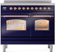 ILVE Nostalgie II 40" Electric Range, Blue, Copper Trim  UPDI406NMPMBP ILVE