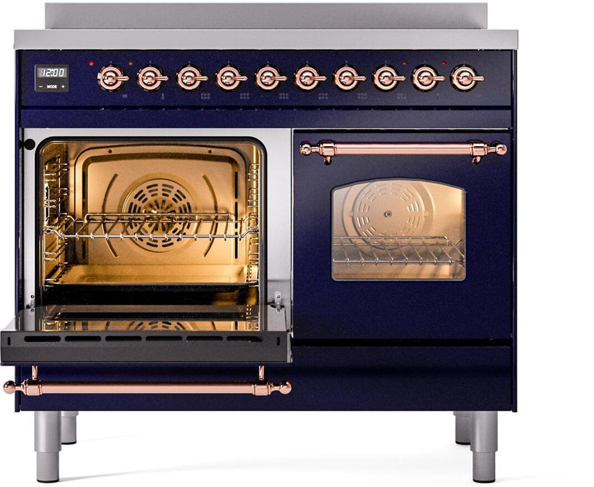 ILVE Nostalgie II 40" Electric Range, Blue, Copper Trim  UPDI406NMPMBP ILVE