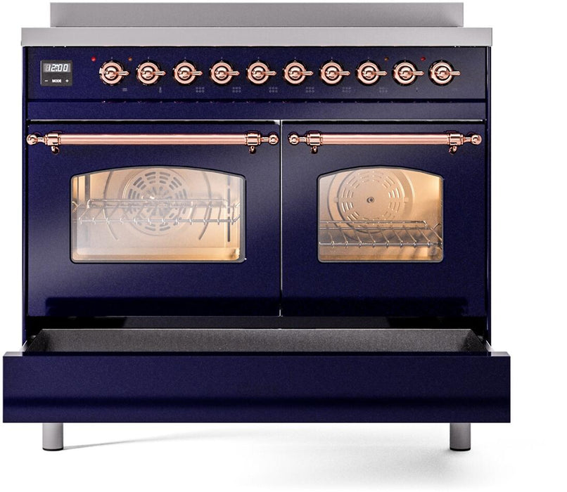 ILVE Nostalgie II 40" Electric Range, Blue, Copper Trim  UPDI406NMPMBP ILVE