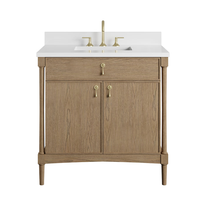 James Martin Kinnsden 36" Single Bathroom Vanity, Weathered Oak