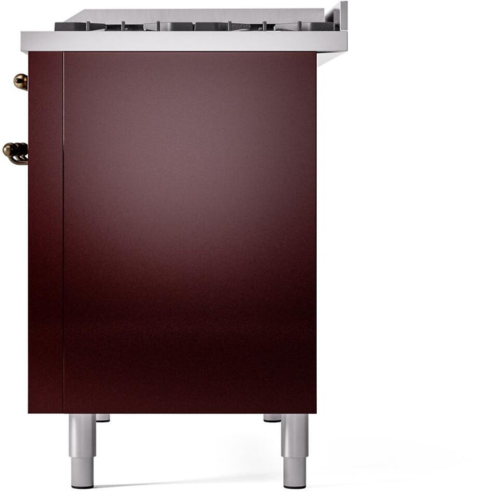 ILVE Nostalgie II 48" Dual Fuel Liquid Propane Range, Burgundy, Bronze Trim ILVE UP48FNMPBUBLP ILVE