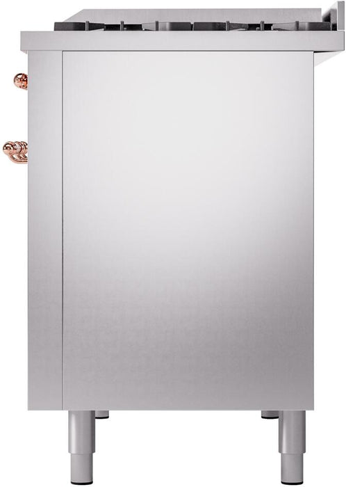 ILVE Nostalgie II 48" Dual Fuel Natural Gas Range, Stainless Steel, Copper Trim UP48FNMPSSP