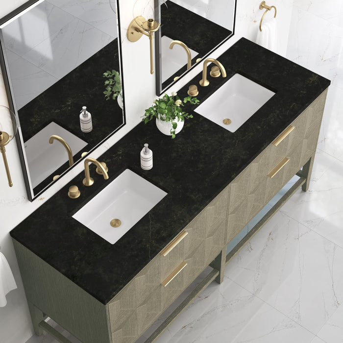 James Martin Emmeline 72" Double Bathroom Vanity, Pebble Oak