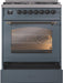 ILVE Nostalgie II 30 Inch Dual Fuel Natural Gas Freestanding Range in Blue Grey with Bronze Trim UP30NMPBGB - Farmhouse Kitchen and Bath