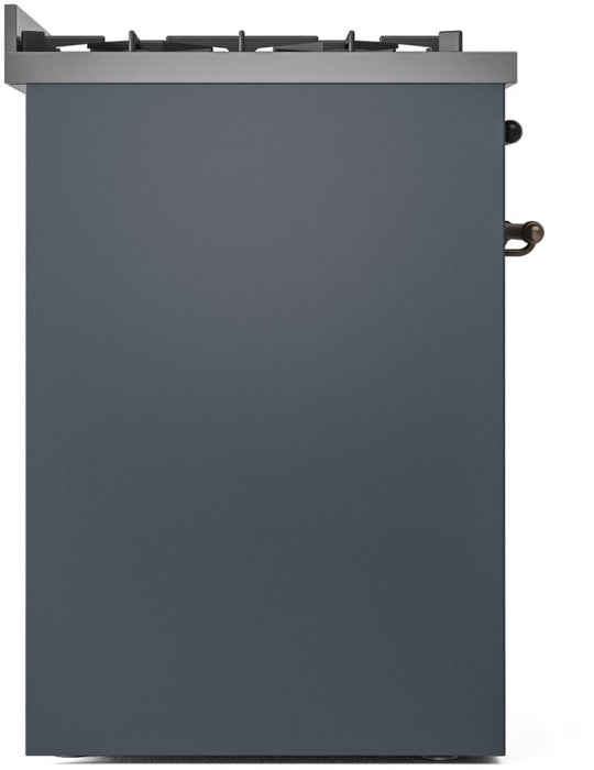 ILVE Nostalgie II 30 Inch Dual Fuel Natural Gas Freestanding Range in Blue Grey with Bronze Trim UP30NMPBGB