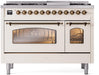 ILVE Nostalgie II 48" Dual Fuel Liquid Propane Range, Antique White, Bronze Trim UP48FNMPAWBLP ILVE