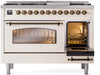 ILVE Nostalgie II 48" Dual Fuel Liquid Propane Range, Antique White, Bronze Trim UP48FNMPAWBLP ILVE